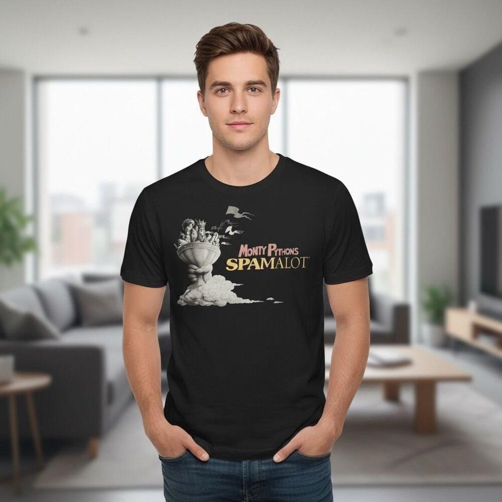 Monty Python's Spamalot Vintage Graphic T-Shirt Black Unisex XL